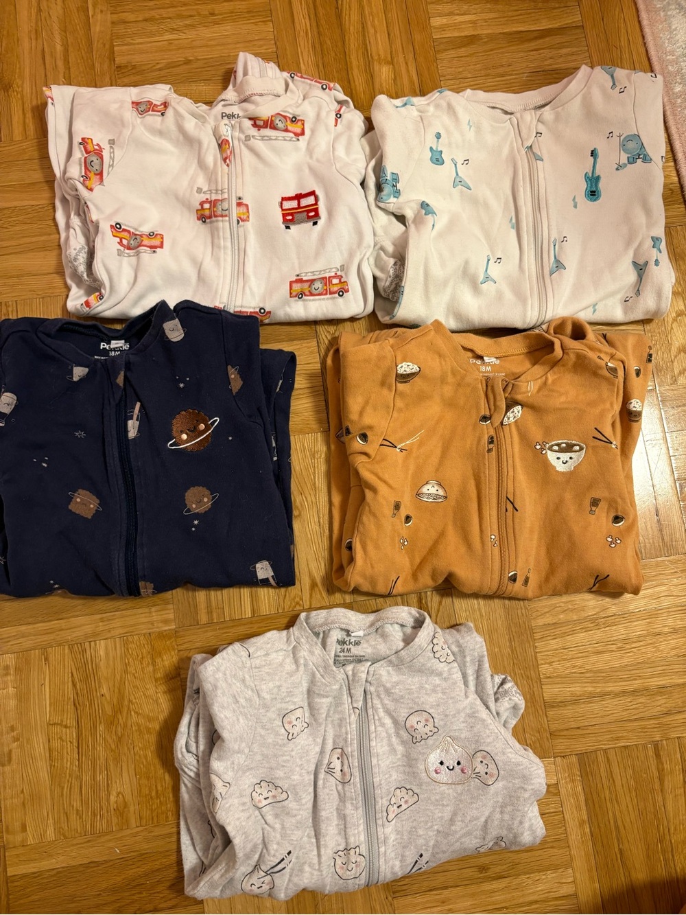 Pekkle bundles of 5 pajamas unisex cotton 18-24 months